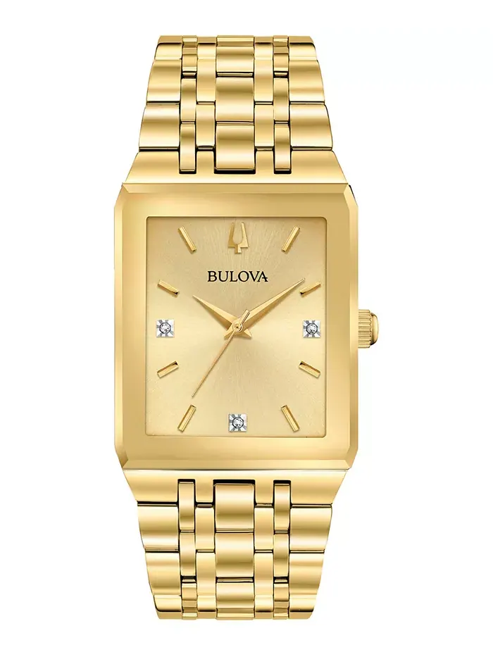 Мужские часы Bulova Futuro с бриллиантовыми вставками и золотистым браслетом — изображение 1 из 7