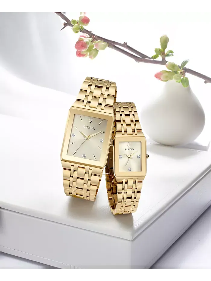 Мужские часы Bulova Futuro с бриллиантовыми вставками и золотистым браслетом — изображение 6 из 7