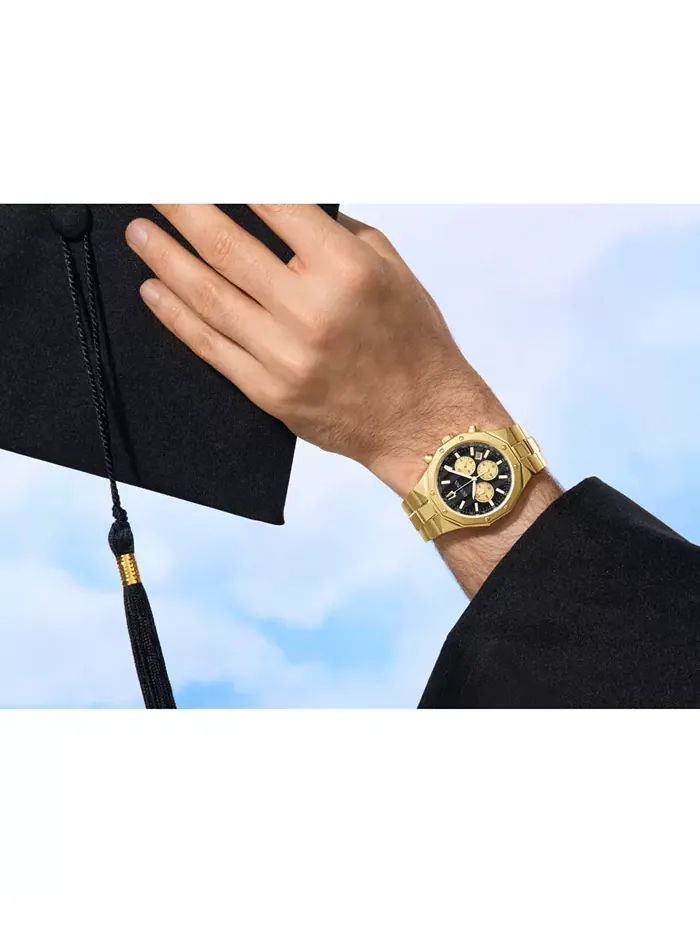 Мужские часы Prestige Chronograph с золотистым браслетом из нержавеющей стали, 40 мм Bulova — изображение 4 из 4