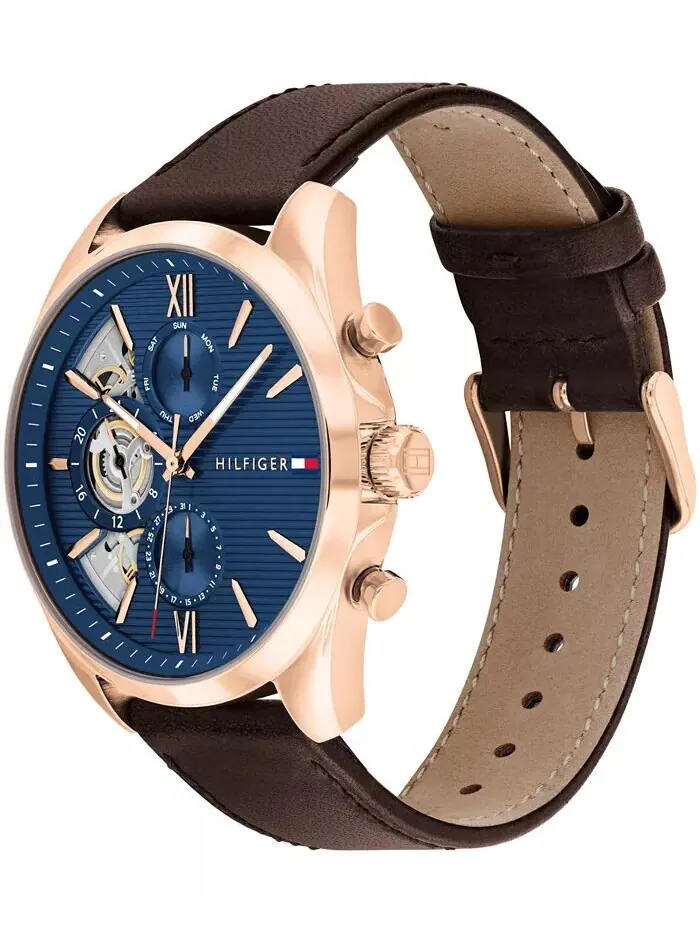 Мужские кварцевые коричневые кожаные часы 43,5 мм Tommy Hilfiger — изображение 2 из 4
