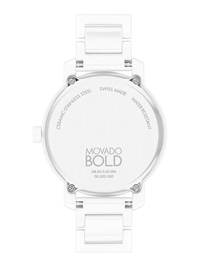 Женские часы Swiss Bold Evolution 2.0, белый керамический браслет, 34 мм Movado — изображение 3 из 3