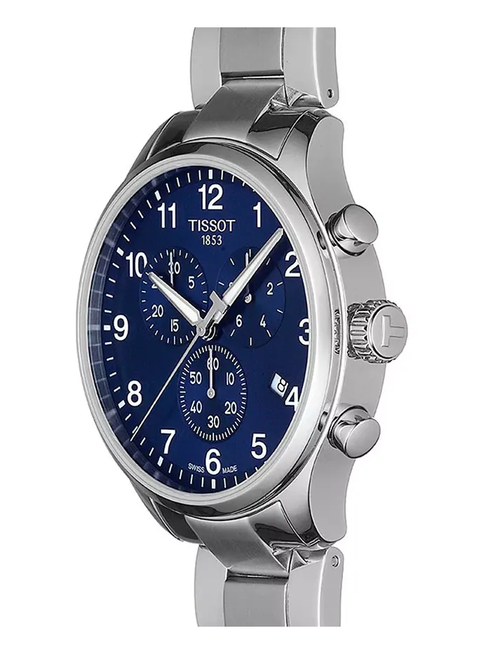 Мужские часы Swiss Chronograph Chrono XL Classic T-Sport с браслетом из нержавеющей стали, 45 мм — изображение 9 из 10