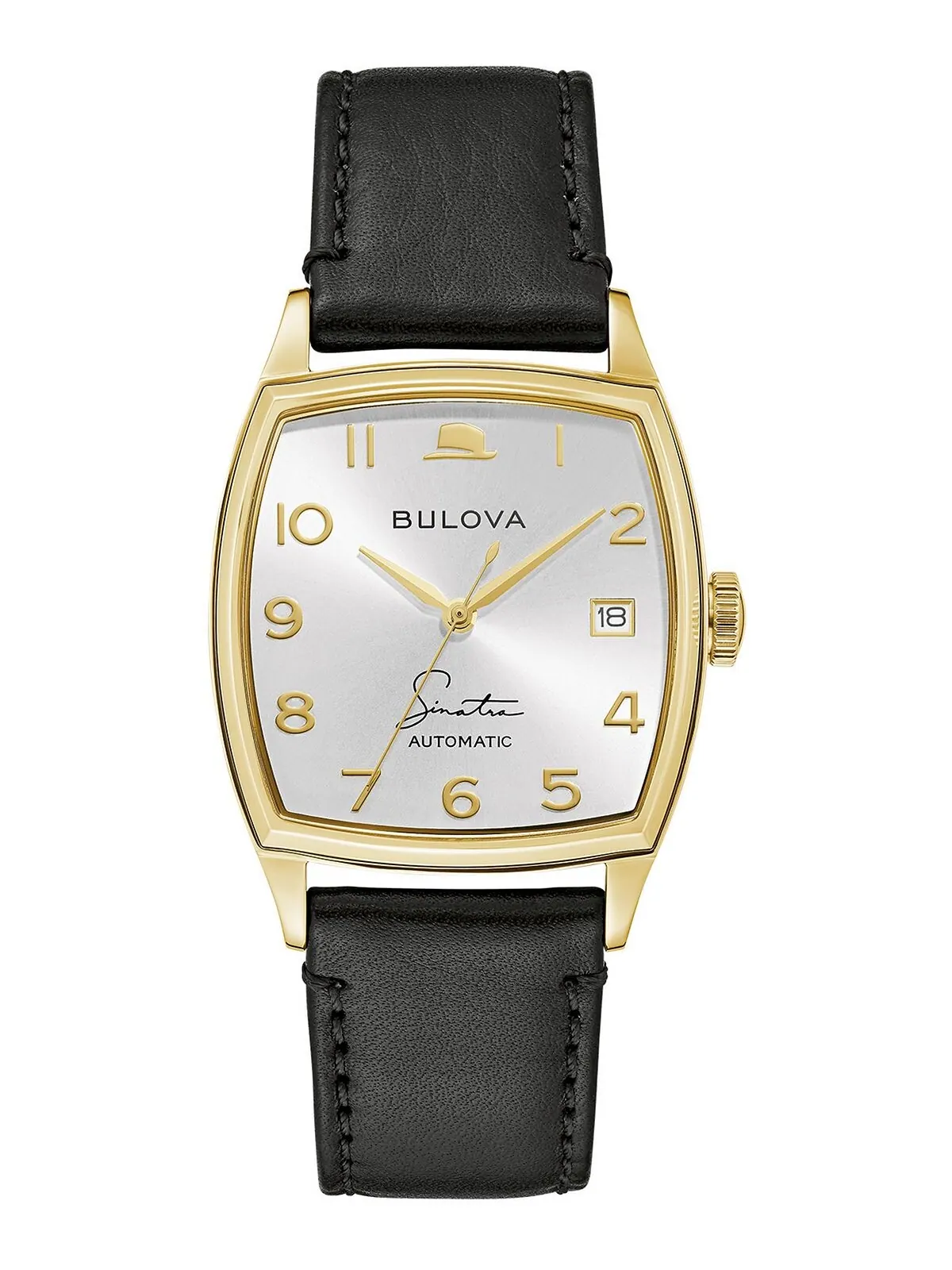 Мужские часы Frank Sinatra с автоматическим черным кожаным ремешком 45x33,5 мм Bulova — изображение 1 из 3, оттенок черный