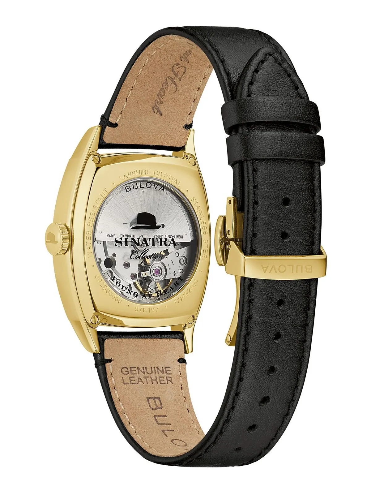 Мужские часы Frank Sinatra с автоматическим черным кожаным ремешком 45x33,5 мм Bulova — изображение 3 из 3, оттенок черный