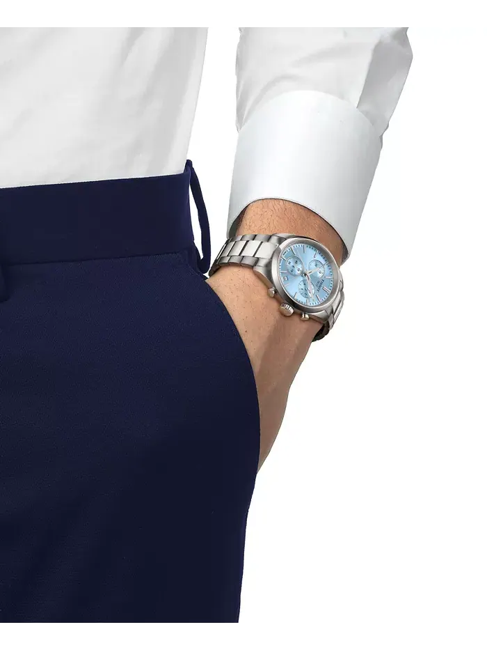 Мужские швейцарские часы PR 100 с хронографом, стальной браслет, 40 мм Tissot — изображение 4 из 4