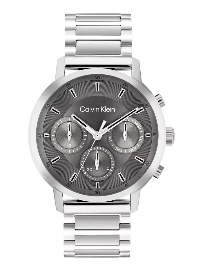 Мужские часы Gauge Silver Tone на стальном браслете, 41 мм Calvin Klein