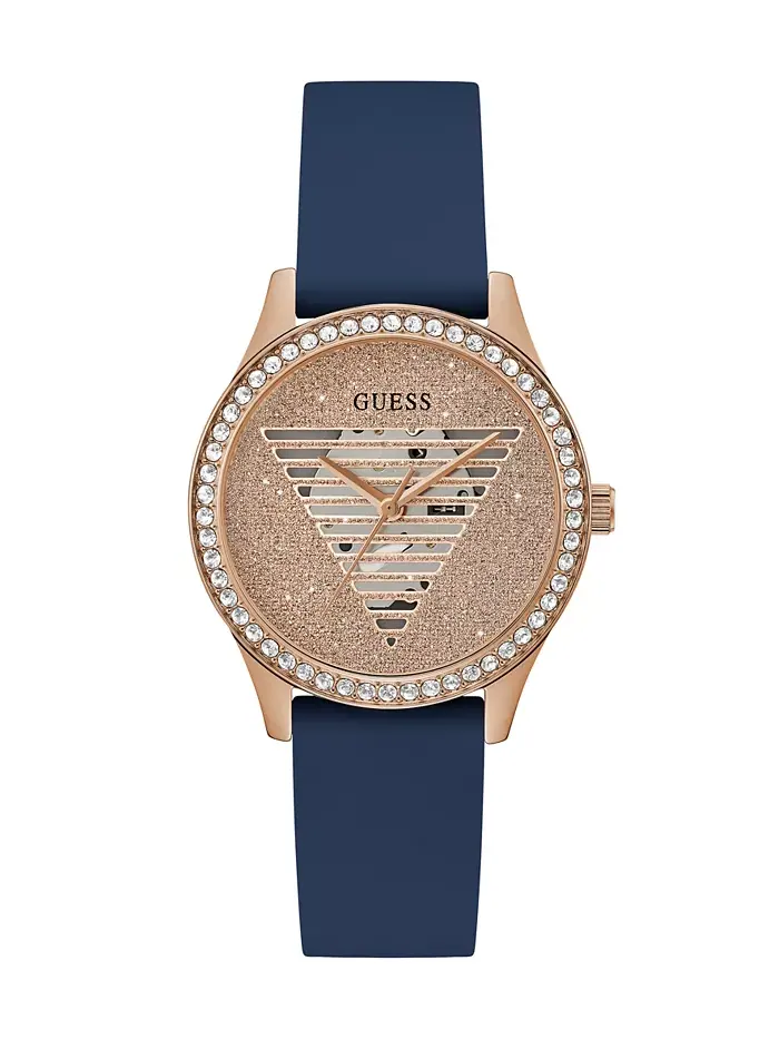 Женские аналоговые силиконовые часы Blue 38mm Guess — изображение 1 из 10