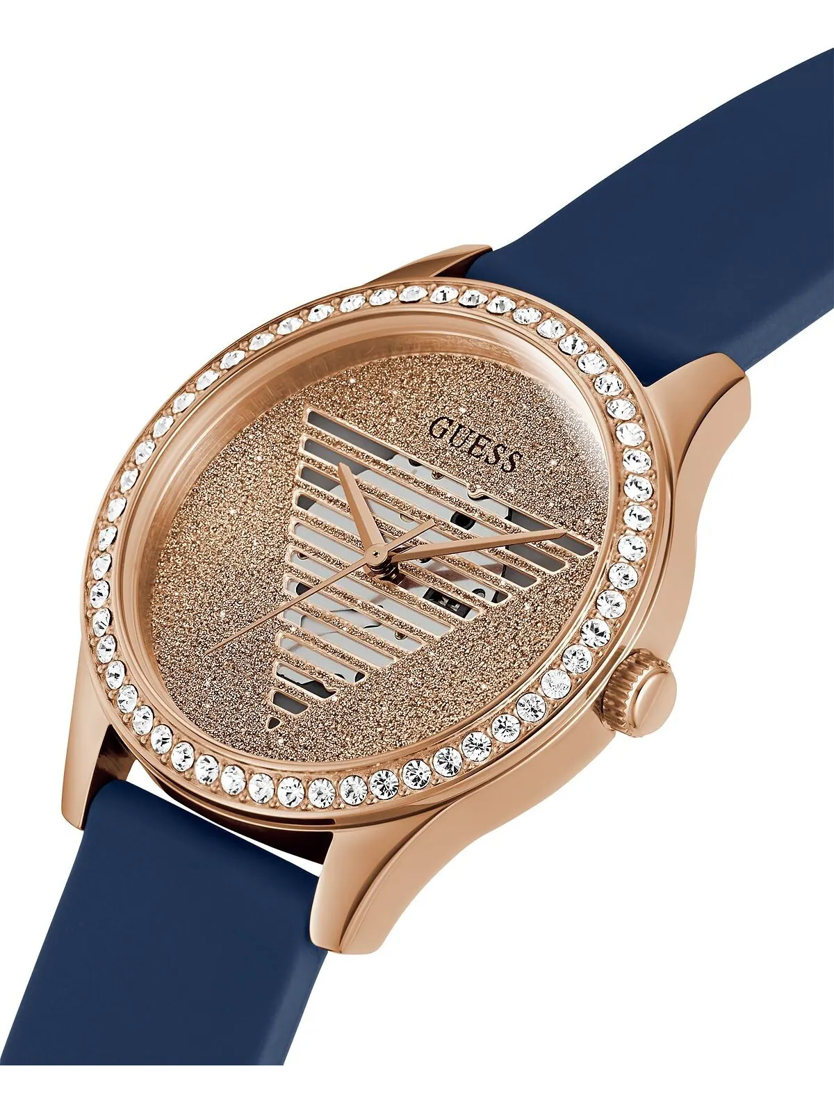 Женские аналоговые синие силиконовые часы 38 мм GUESS — изображение 4 из 5, оттенок синий