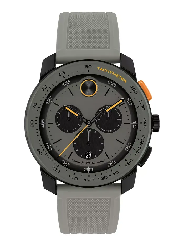 Мужские часы Bold Tr90 Swiss Quartz Chrono с серым силиконовым ремешком, 43.50 мм Movado — изображение 1 из 3