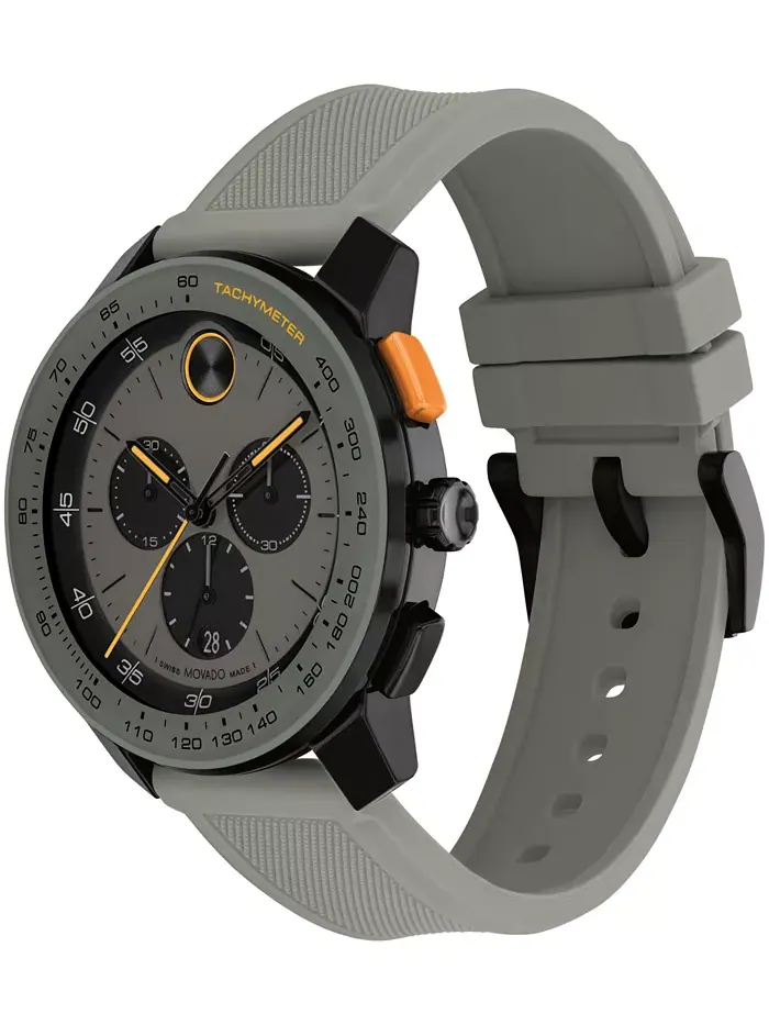 Мужские часы Bold Tr90 Swiss Quartz Chrono с серым силиконовым ремешком, 43.50 мм Movado — изображение 2 из 3