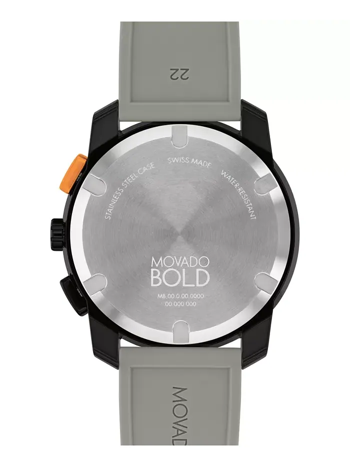 Мужские часы Bold Tr90 Swiss Quartz Chrono с серым силиконовым ремешком, 43.50 мм Movado — изображение 3 из 3