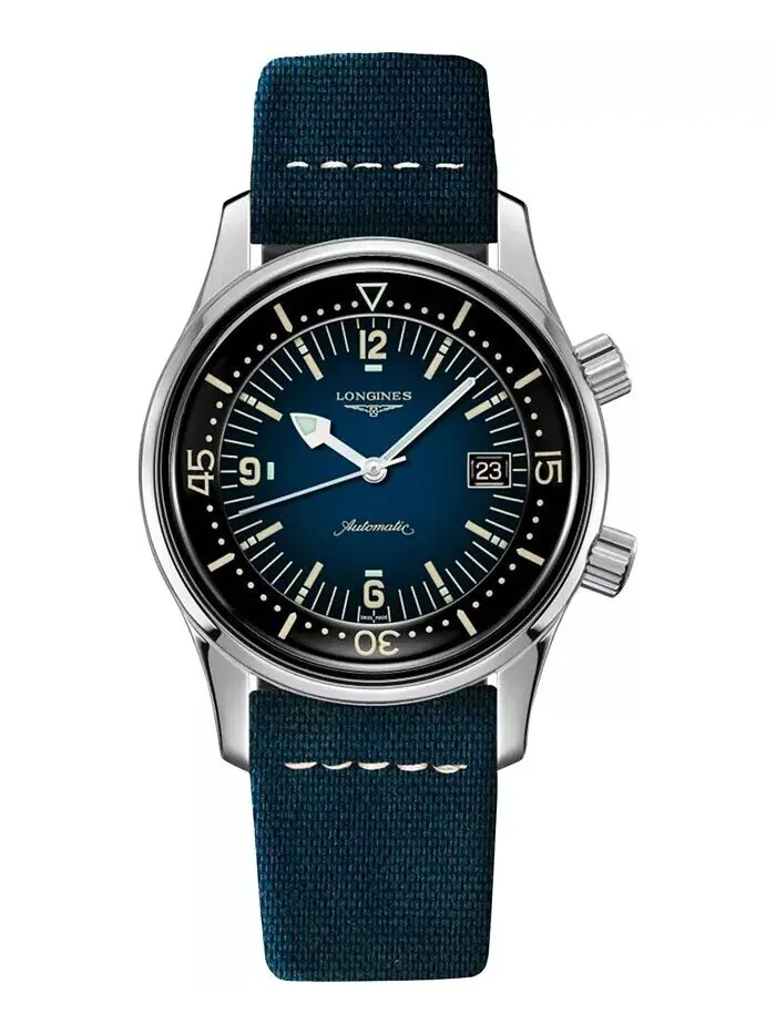 Мужские швейцарские автоматические часы Legend Diver с синим кожаным ремешком, 42 мм Longines — изображение 1 из 1