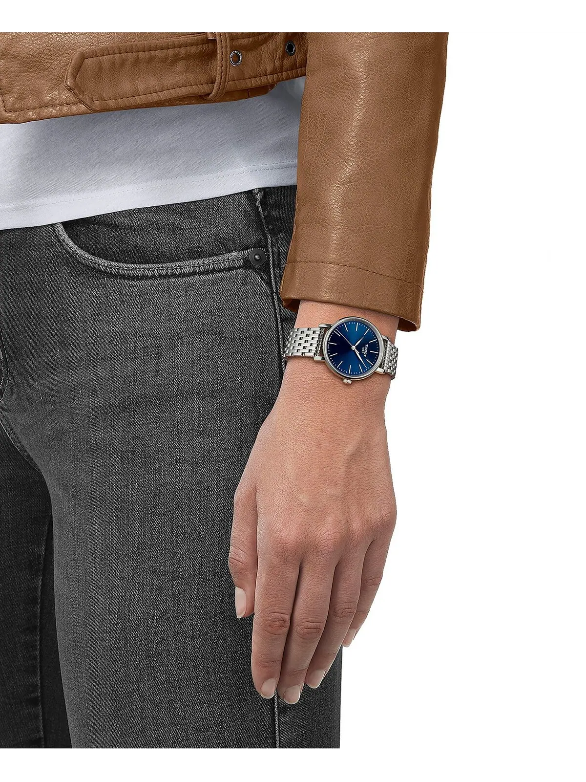 Женские швейцарские часы-браслет из нержавеющей стали Everytime 34 мм Tissot — изображение 5 из 5, оттенок серый