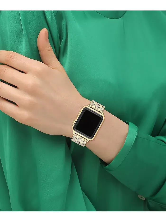 Женский золотистый браслет из нержавеющей стали с кристаллами для Apple Watch 38mm, 40mm, 41mm COACH — изображение 4 из 6