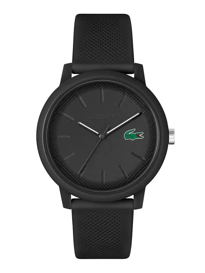 Мужские часы L.12.12 с черным силиконовым ремешком, 42 мм Lacoste — изображение 1 из 3