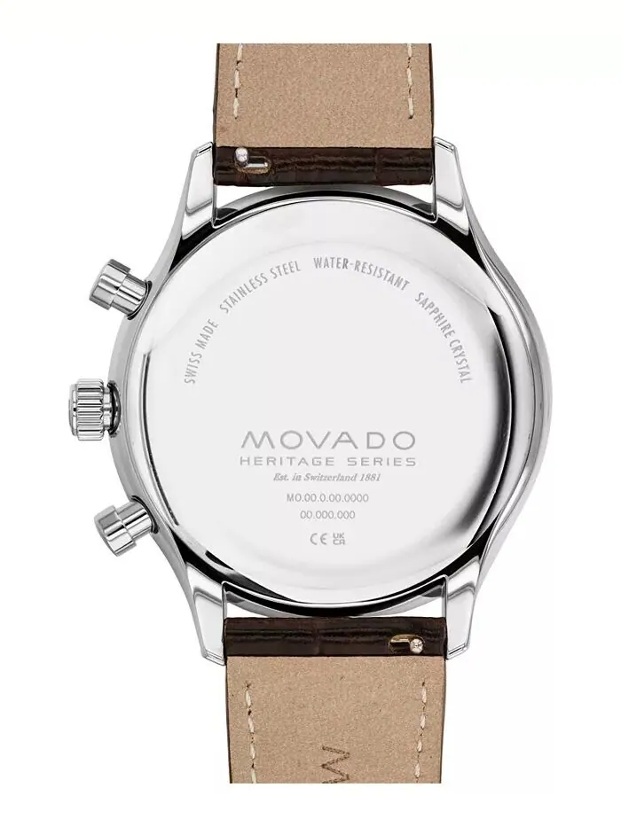 Мужские часы Heritage с коричневым ремешком из натуральной кожи, 43 мм Movado — изображение 3 из 4