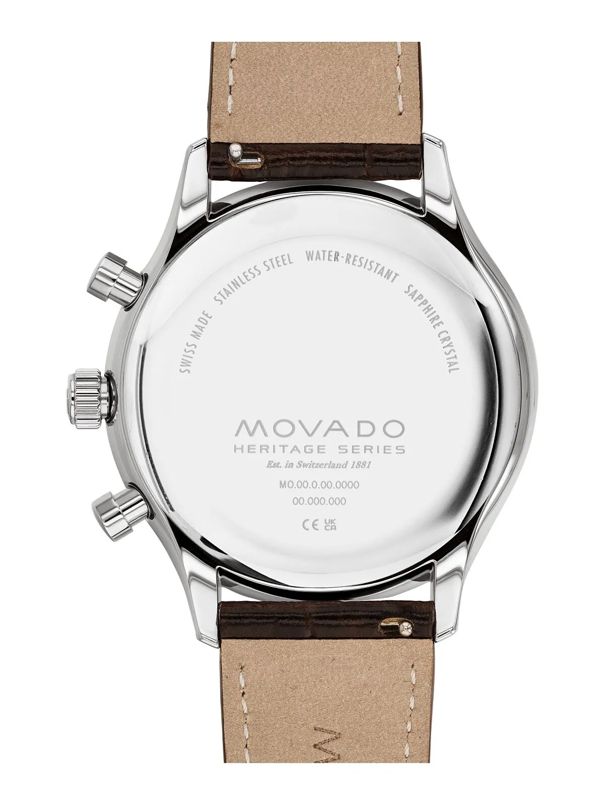 Мужские часы Heritage с коричневым ремешком из натуральной кожи, 43 мм Movado — изображение 3 из 4, оттенок серебряный