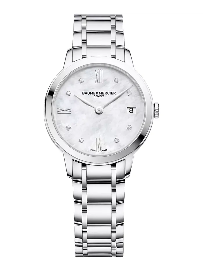 Женские часы Swiss Classima с бриллиантами на стальном браслете 31 мм M0A10326 Baume & Mercier — изображение 1 из 3