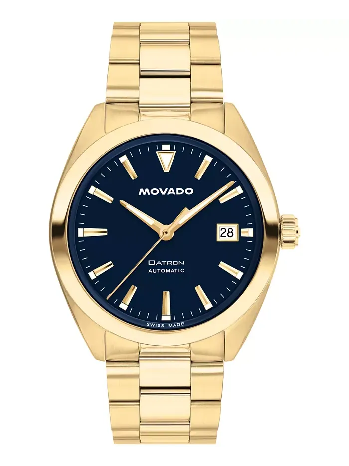 Мужские часы Datron Swiss Automatic с ионным покрытием светло-золотого цвета, стальной корпус, 39 — изображение 1 из 3