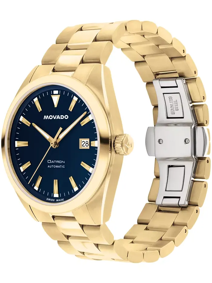Мужские часы Datron Swiss Automatic с ионным покрытием светло-золотого цвета, стальной корпус, 39 — изображение 2 из 3