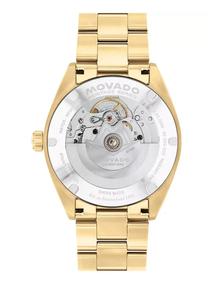 Мужские часы Datron Swiss Automatic с ионным покрытием светло-золотого цвета, стальной корпус, 39 — изображение 3 из 3