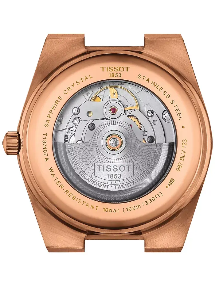 Мужские автоматические часы Tissot PRX Powermatic 80 с корпусом из нержавеющей стали с розовым — изображение 3 из 5