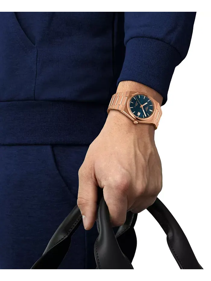 Мужские автоматические часы Tissot PRX Powermatic 80 с корпусом из нержавеющей стали с розовым — изображение 5 из 5