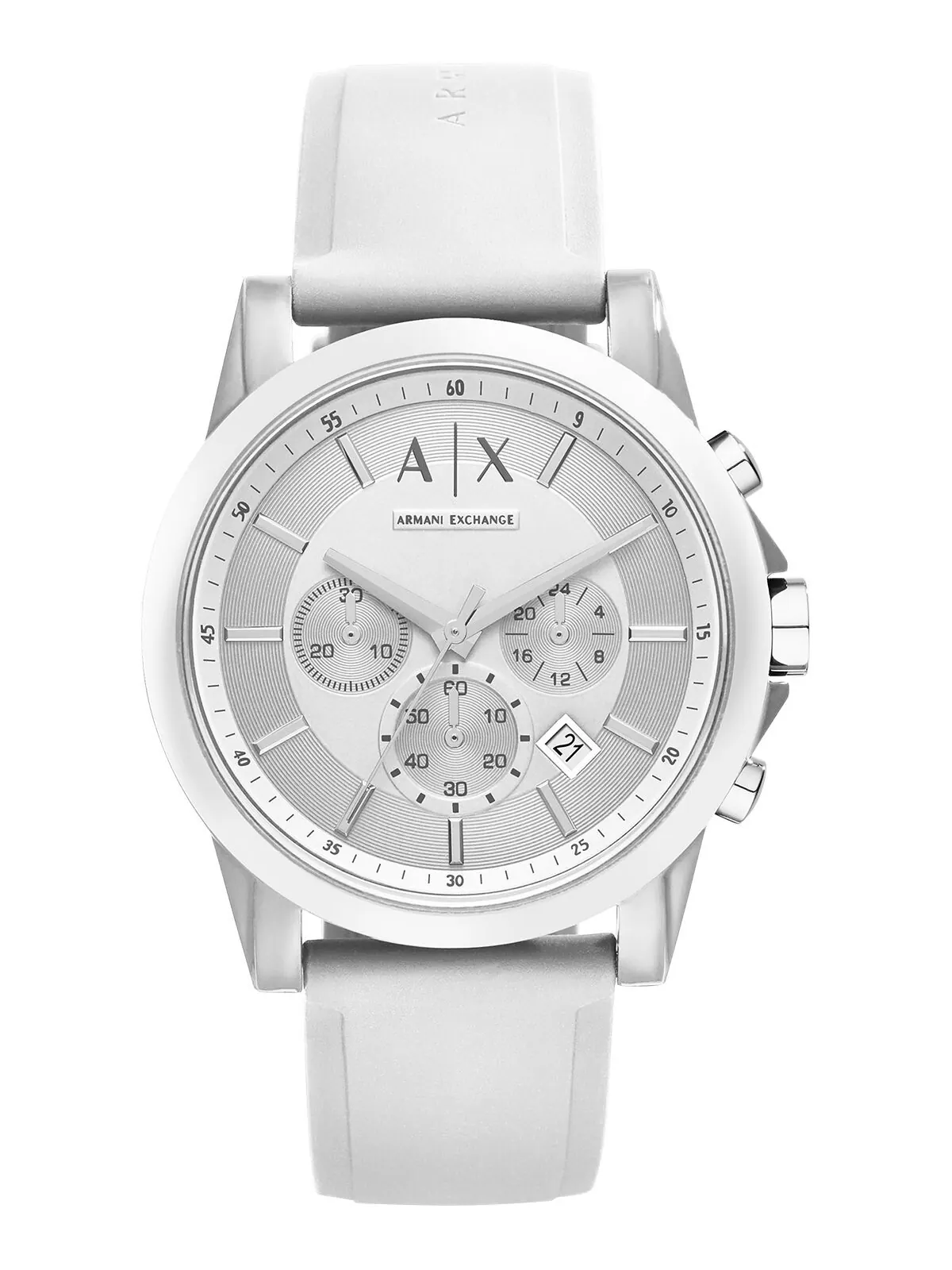Часы унисекс с хронографом, белый силиконовый ремешок, 44 мм AX1325 Armani Exchange — изображение 1 из 2