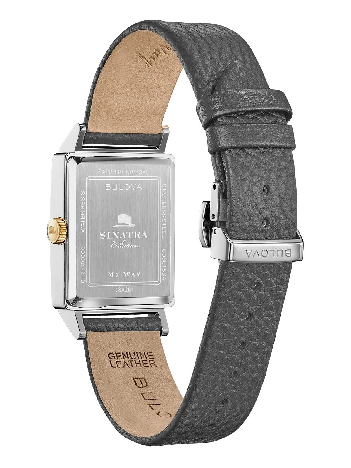 Мужские часы Frank Sinatra My Way с серым кожаным ремешком, 29,5 x 47 мм Bulova — изображение 4 из 11, оттенок черный