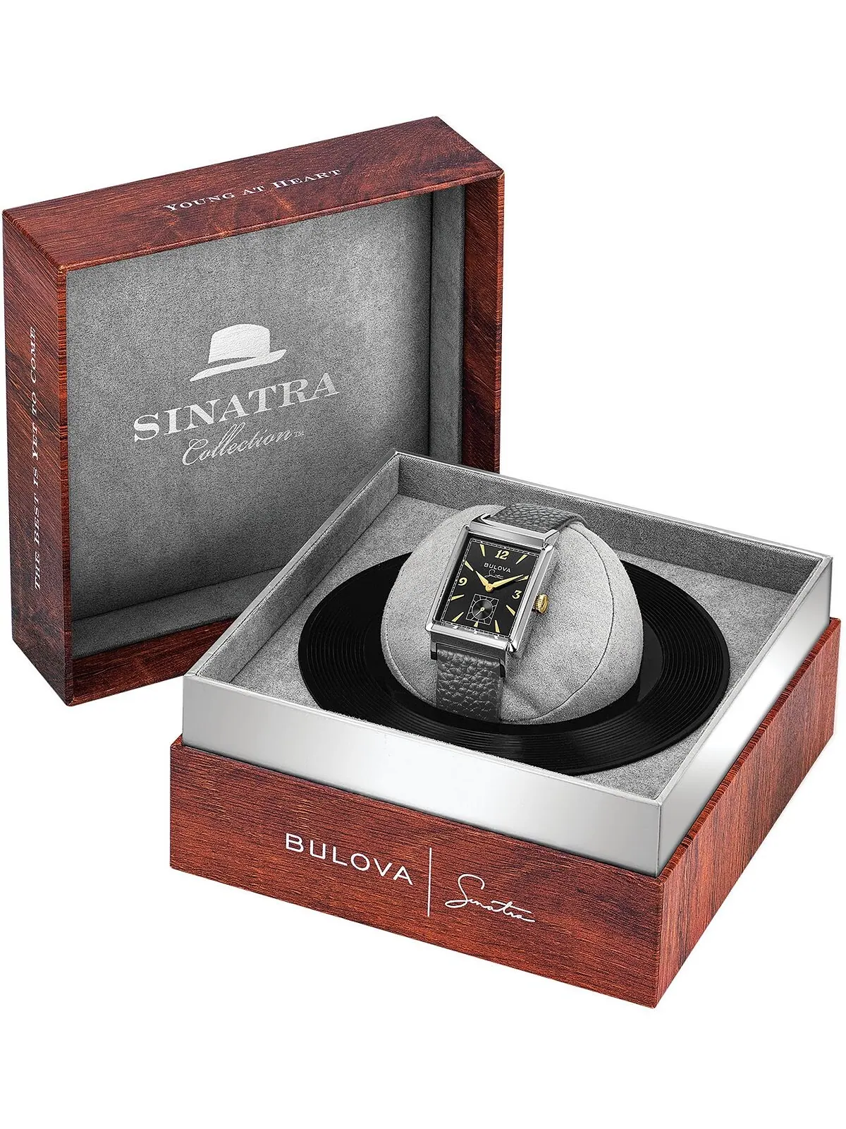 Мужские часы Frank Sinatra My Way с серым кожаным ремешком, 29,5 x 47 мм Bulova — изображение 6 из 11, оттенок черный