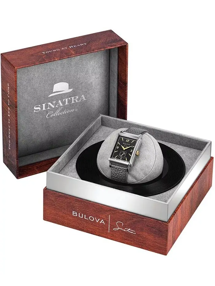 Мужские часы Frank Sinatra My Way с серым кожаным ремешком, 29,5 x 47 мм Bulova — изображение 6 из 11