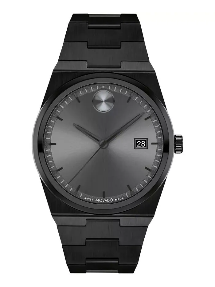 Мужские часы Quest Swiss Quartz с ионным покрытием, черные, стальные, 40 мм Movado — изображение 1 из 3