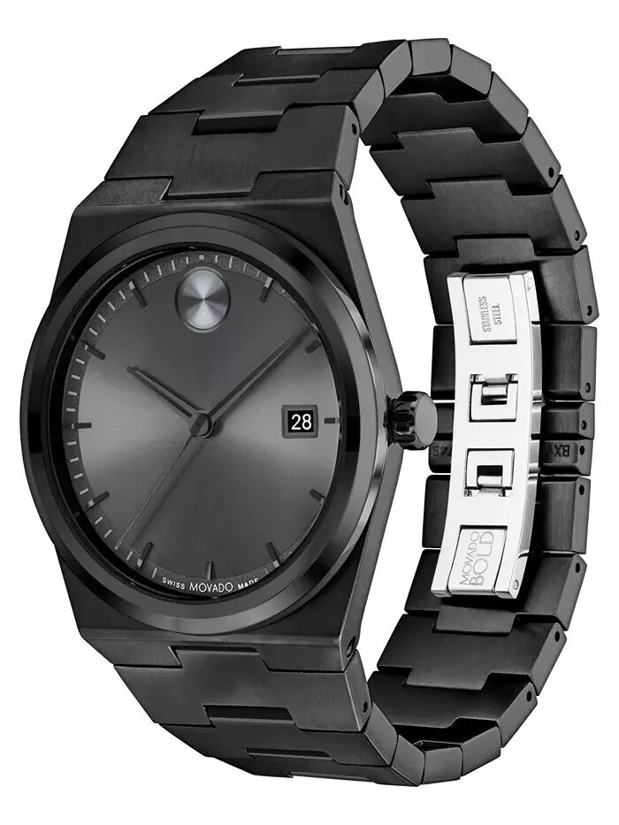 Мужские часы Quest Swiss Quartz с ионным покрытием, черные, стальные, 40 мм Movado — изображение 2 из 3