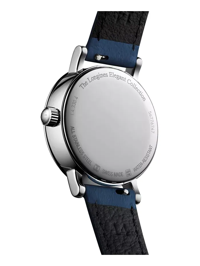 Женские швейцарские элегантные часы Moonphase с синим кожаным ремешком, 30 мм Longines — изображение 3 из 3