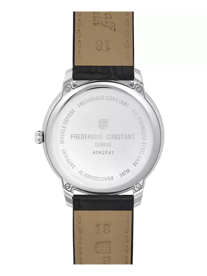 Мужские часы Swiss Moneta Moonphase на черном кожаном ремешке, 37 мм Frederique Constant — изображение 3 из 3