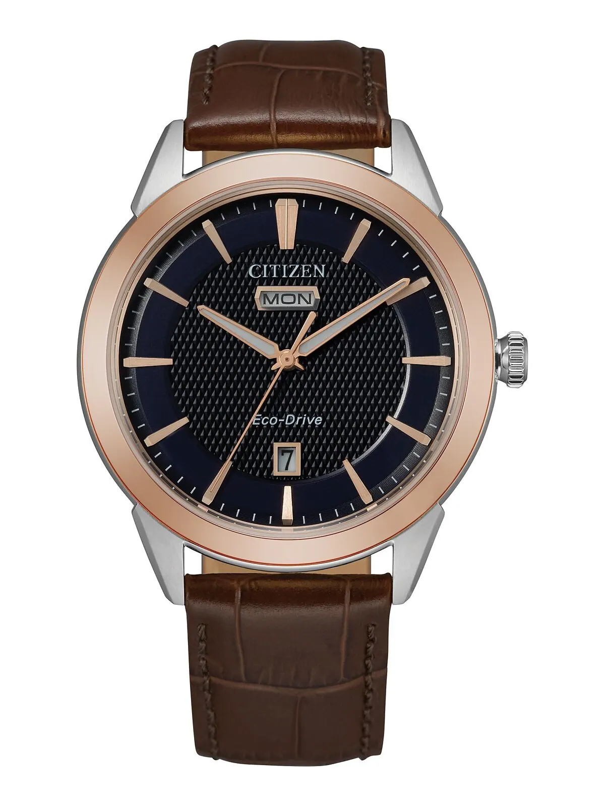 Мужские часы Eco-Drive Corso с коричневым кожаным ремешком, 40 мм Citizen