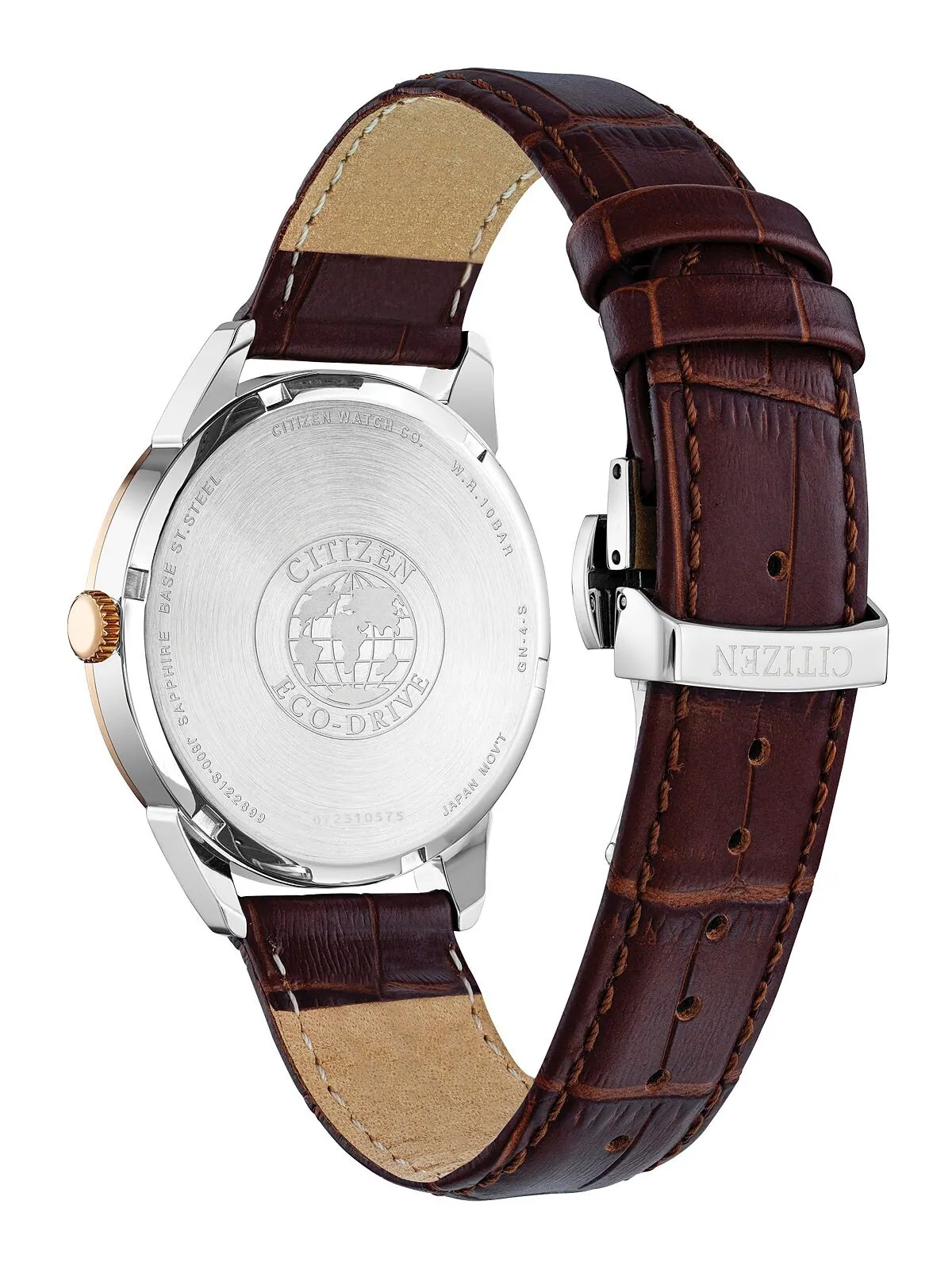 Мужские часы Eco-Drive Corso с коричневым кожаным ремешком, 40 мм Citizen — изображение 3 из 3, оттенок розовый золотистый