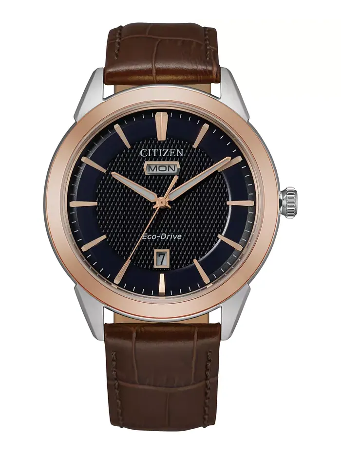 Мужские часы Eco-Drive Corso с коричневым кожаным ремешком, 40 мм Citizen