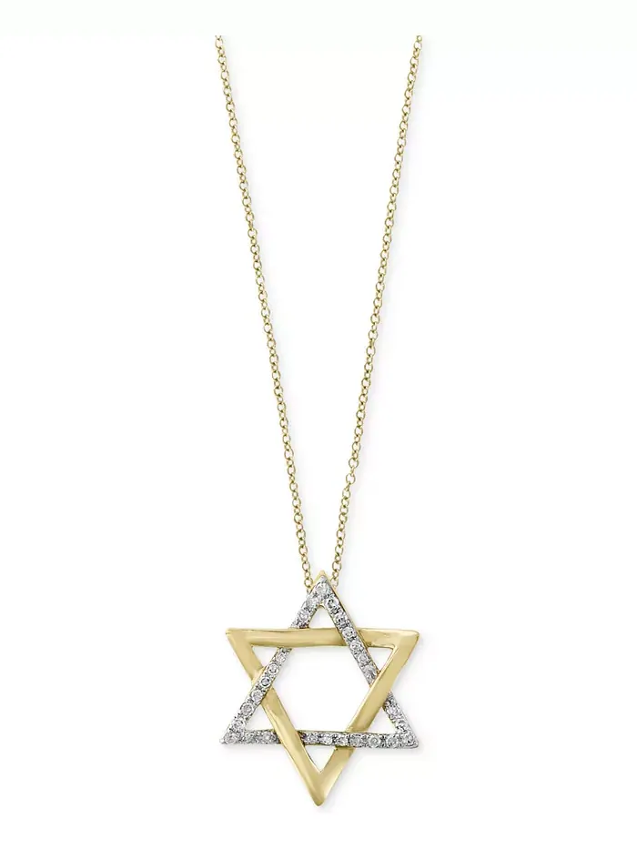 Ожерелье с подвеской D'Oro by EFFY Diamond Star of David (1/10 карата) из 14-каратного золота EFFY