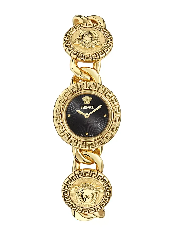Женские часы Swiss La Greca Stud Icon Gold Ion Plated Link Bracelet 28mm Versace — изображение 1 из 3