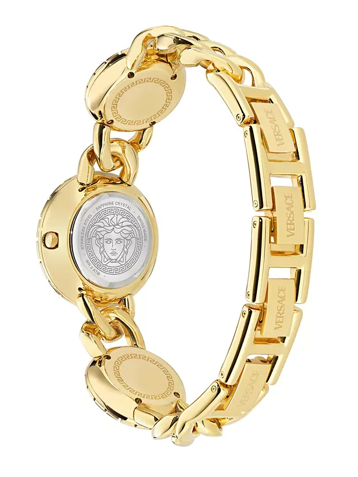 Женские часы Swiss La Greca Stud Icon Gold Ion Plated Link Bracelet 28mm Versace — изображение 3 из 3