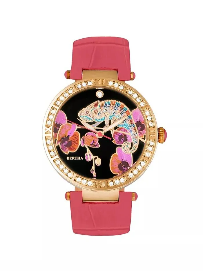 Кварцевые часы Camilla Collection из коралловой кожи 38 мм Bertha