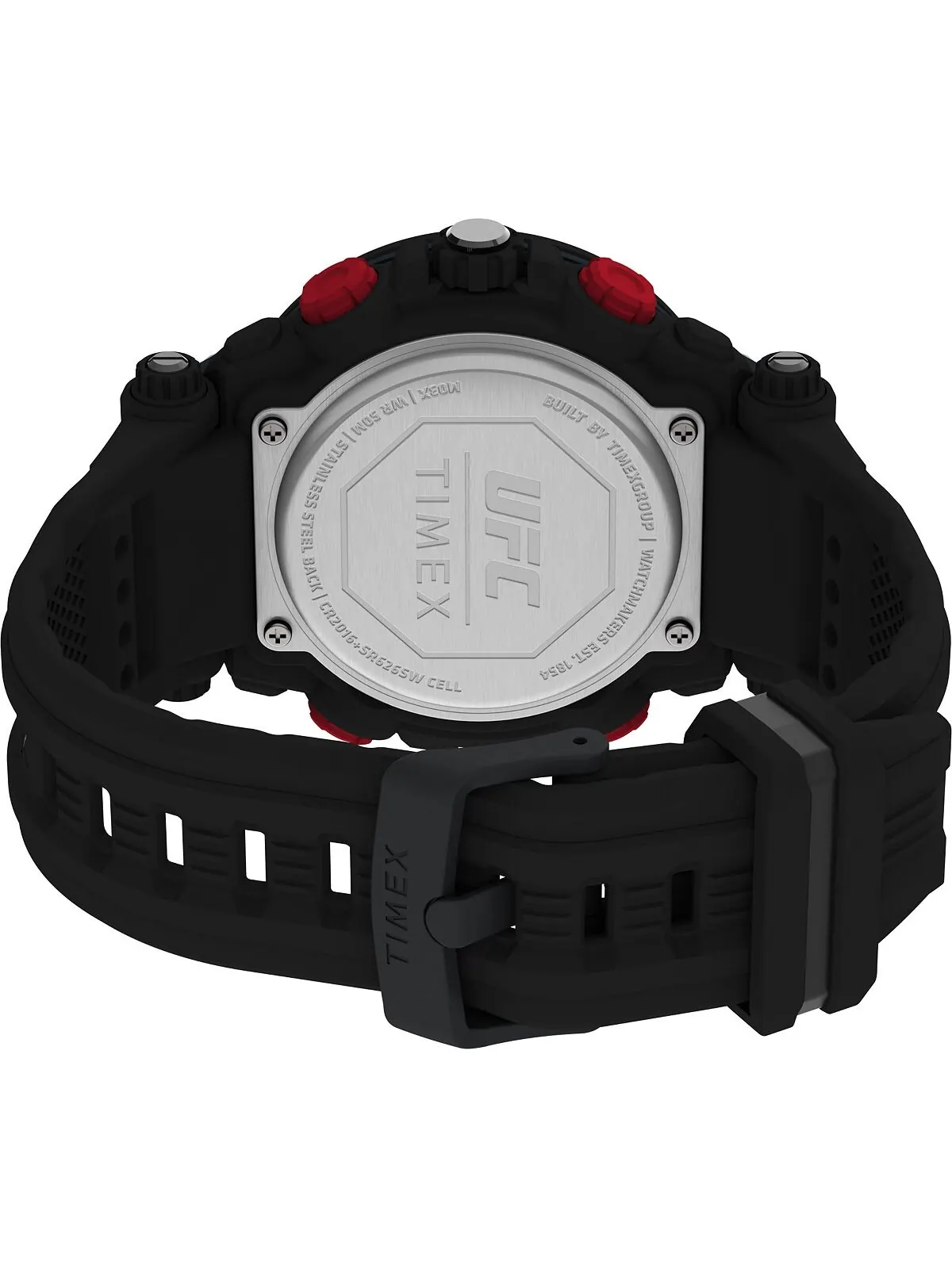 Мужские кварцевые часы UFC с ударной смолой, черные, 50 мм Timex — изображение 4 из 4, оттенок черный