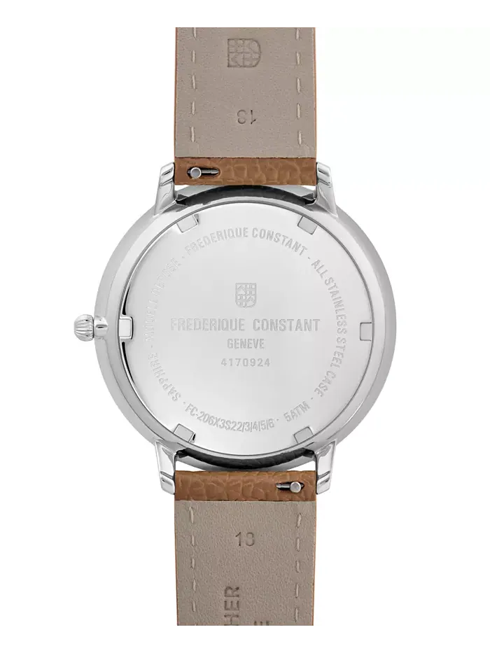 Мужские классические кварцевые часы с фазой луны Moonphase на коричневом кожаном ремешке, 39 мм — изображение 3 из 3