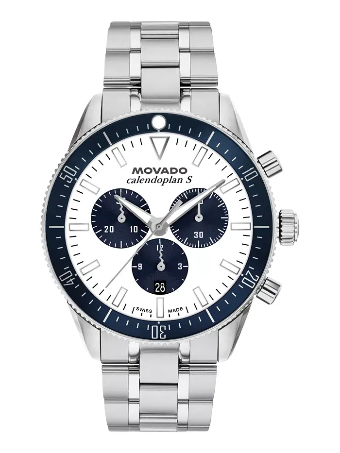 Мужские часы Calendoplan S Swiss Quartz Chrono из нержавеющей стали, 42 мм Movado — изображение 1 из 3