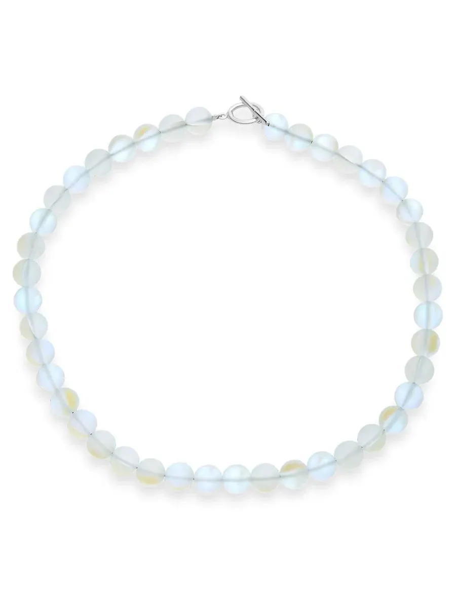 Ожерелье из бусин лунного камня, 45 см, с застежкой-тумблер Bling Jewelry, Created Moonstone — изображение 1 из 4