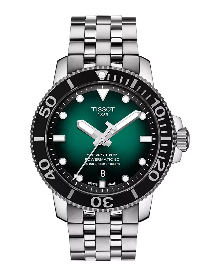 Мужские автоматические часы Swiss Seastar 1000 на стальном браслете, 43 мм Tissot — изображение 1 из 4