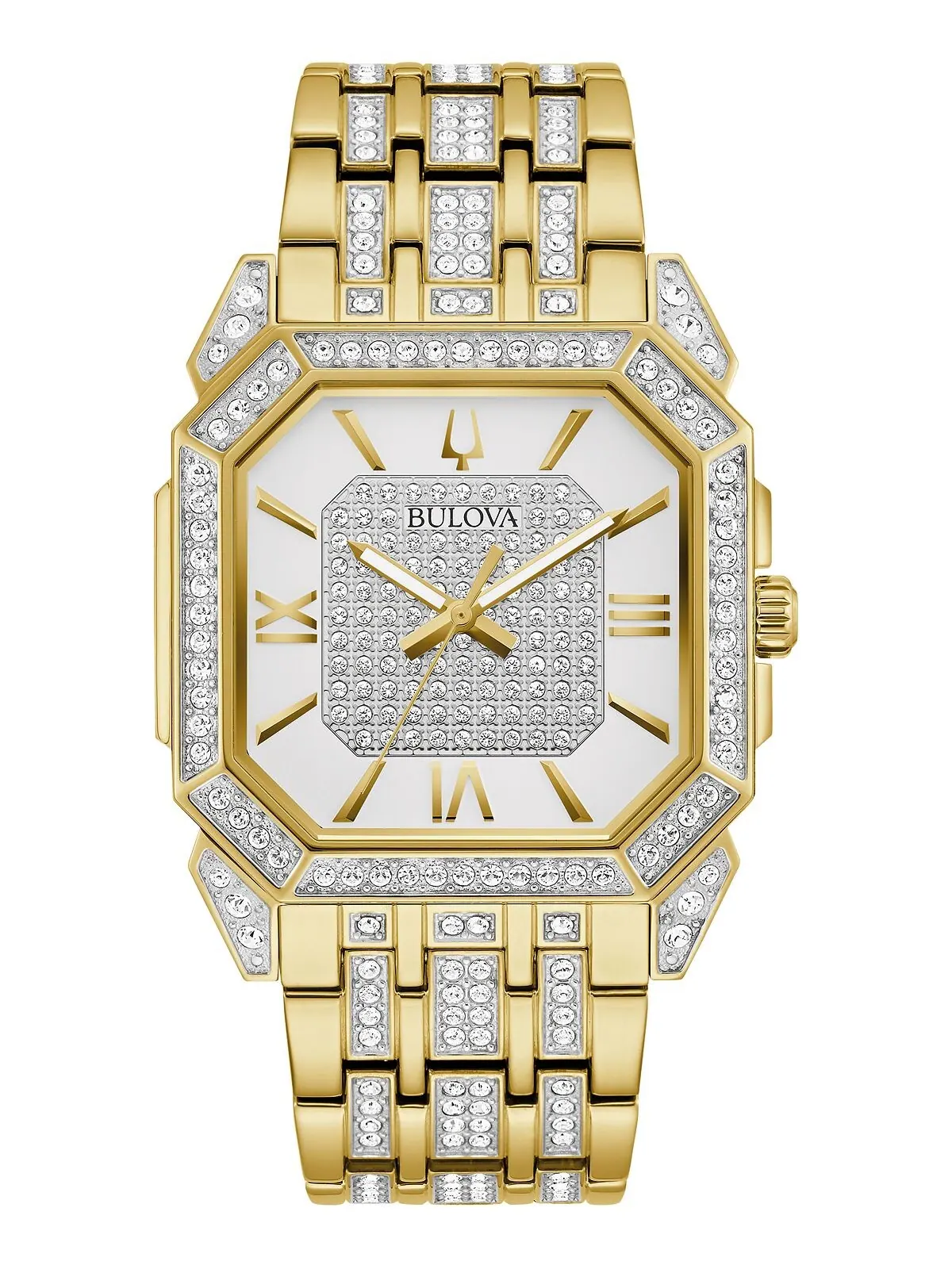 Мужские часы-браслет из нержавеющей стали Crystal Octava золотистого цвета, 40 мм Bulova — изображение 1 из 3