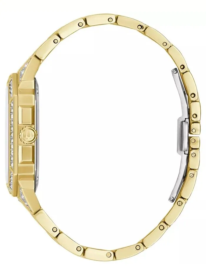 Мужские часы-браслет из нержавеющей стали Crystal Octava золотистого цвета, 40 мм Bulova — изображение 2 из 3