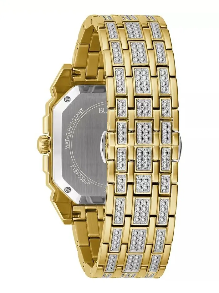 Мужские часы-браслет из нержавеющей стали Crystal Octava золотистого цвета, 40 мм Bulova — изображение 3 из 3
